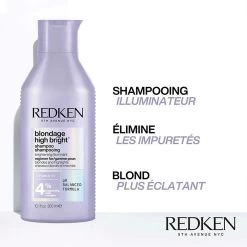Shampoing Blondage High Bright Redken 1000ml -Magasin de cheveux high bright shp 1 11079.1694764551
